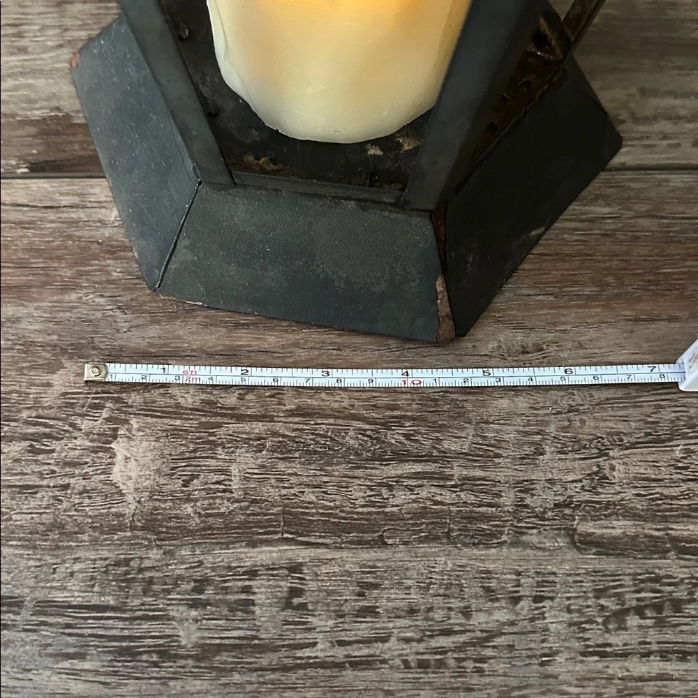 Rustic Black Metal Lantern with Candle